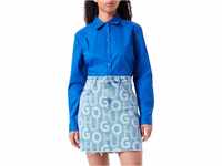 HUGO Damen Garla Regular-Fit Minirock aus blauem Denim mit Logo-Print Blau M