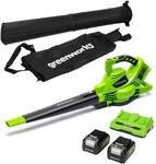 Greenworks 48V(2x24V) Akku Laubsauger / Laubbl&auml;ser mit Schultergurt, b&uuml;rstenloser