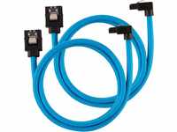 Corsair Premium Sleeved SATA 3 Kabel gewinkelt / gerade (6Gbps, 60 cm 90°) Blau