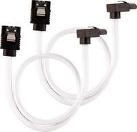 Corsair Premium Sleeved SATA 3 Kabel gewinkelt/gerade (6Gbps, 30 cm 90&deg;) Wei&szlig;