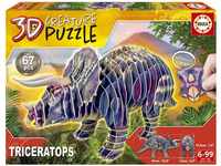 Educa - Triceratops, 3D Puzzle für Erwachsene und Kinder ab 6 Jahren, 67 Teile,