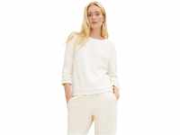 TOM TAILOR Denim Damen Sweatshirt mit Raffarm 1034293, 10348 - Gardenia White, S