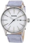 Nixon Herren-Armbanduhr XL The Sentry Leather Pinstripe Analog Quarz Leder A105850-00