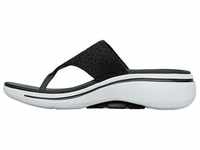 Skechers Damen Go Walk Arch Fit Weekender Sandale, Black White Textile, 41 EU