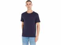 Tommy Hilfiger Herren T-Shirt Kurzarm Rundhalsausschnitt, Blau (Navy Blazer), L