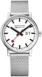 Mondaine - Evo2 MSE.40210.SM - Herrenuhr 40mm - Bahnhofsuhr in Silber Datumsanzeige