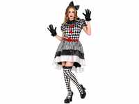 Widmann - Kostüm Retro Clown, Kleid mit Clownkragen, Haarschleife, Handschuhe,