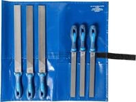 PFERD Werkstattfeilen-Set in PVC-Rolltasche, 6 Feilen, Flachstumpf, Kreuzhieb H1, H2,