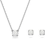 Swarovski Stilla Set, Wei&szlig;e und Rhodinierte Halskette und Ohrringe mit Strahlenden
