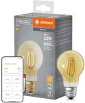 LEDVANCE Smarte LED-Lampe mit WiFi Technologie in Gold Glas, Sockel E27,