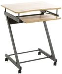 HAKU Computertisch auf Rollen anthrazit, Eiche, MDF, Metall - Ma&szlig;e: B 60 cm x H 75