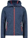 CMP, Knit Tech m&eacute;lange fleece jacket with hood, BLUE-RED KISS, 98