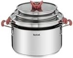 Tefal Optispace Set mit 3 T&ouml;pfen + 3 Zubeh&ouml;rteilen, Edelstahl
