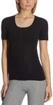 Schiesser Damen Spenzer halbarm Luxury Baumwolle Unterhemd, schwarz_200764, 36