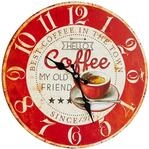 TFA Dostmann Wanduhr analog Vintage, 60.3045.12, Coffee-Motiv, gro&szlig;e Ziffern, gut