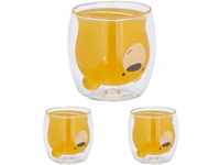 Relaxdays Doppelwandige Gläser Bär, 3er Set, je 300 ml, Isolierglas Teddy,