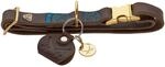 HUNTER Sansibar Hundehalsung | Rindsleder, Blaue Ziern&auml;hte, messingfarbene