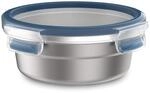 EMSA CLIP & CLOSE Stainless Steel rund 0,7 L, Edelstahl/Blau