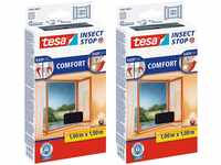 tesa Insect Stop COMFORT Fliegengitter für Fenster im 2er Pack- Insektenschutz mit