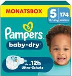 Pampers Baby-Dry Gr&ouml;&szlig;e 5, 174 Windeln, 11kg-16kg, Bis zu 100% Auslaufschutz &
