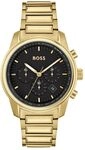 BOSS Chronograph Quarz Uhr f&uuml;r Herren Kollektion Trace mit Goldfarben
