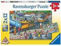 Ravensburger Kinderpuzzle - Straßenbaustelle - 2x12 Teile Puzzle für Kinder...