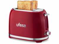 Ufesa Toaster 2 Scheiben Retro Rot Classic Pinup, Vintage-Design, 850 W, 2