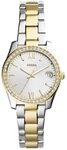 Fossil Scarlette Uhr f&uuml;r Damen, Quarzwerk mit Edelstahl- oder Lederarmband Silber-