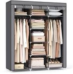 SONGMICS Kleiderschrank, Faltschrank, Stoffschrank, faltbare Garderobe mit 2