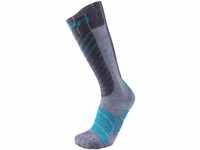 UYN Damen Ski Comfort Fit Damen Socke, Grey/Turquoise, 38 EU