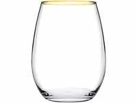 Pasabahce Bernsteingläser, Glas, transparent, mit Goldrand, 35 cl, 6 Stück,...