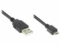 Anschlusskabel USB 2.0 Stecker A an Stecker Micro B, schwarz, 0,3m, Good