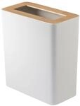 YAMAZAKI Rin Papierkorb, wei&szlig; | Stahl / Holz, 10 L, Metallring im Inneren,