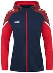 JAKO Damen Kapuzenjacke Performance, Marine/Rot, 42