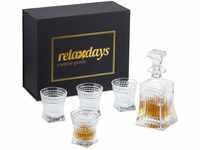 Relaxdays Whisky Set, 5-teilig, Whiskykaraffe 500 ml, 4 Whiskygläser 240 ml,...