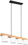 Reality Leuchten Pendelleuchte Cameron R30654001, Metall Schwarz matt, Stoffschirm