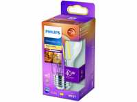Philips LED Classic E27 WarmGlow Lampe, 40 W, Tropfenform, dimmbar, klar,...