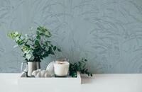 A.S. Cr&eacute;ation Hygge Pampasgras Tapete Schwedisch Blau Metallic-Effekt Vliestapete
