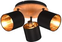 Reality Leuchten Strahler Tommy R81333930, Metall Schwarz matt, Holzdekor,