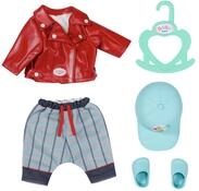 BABY born Little Cool Kids Outfit, 4 teiliges Set bestehend aus roter Jacke,