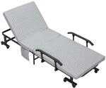 HOMCOM G&auml;stebett Klappbett mit Rollen 190 x 76 x 33 cm Hellgrau+Schwarz