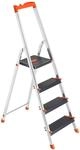 SONGMICS Leiter mit 4 Stufen, Aluleiter, 12 cm breite Stufen mit Riffelung,
