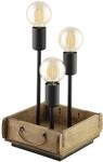EGLO Tischlampe Wootton, 3 flammige Tischleuchte Vintage, Nachttischlampe aus...