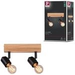 Paulmann 66771 Strahler Arvid 2-flammig max. 2x20 Watt Deckenleuchte Schwarz/Holz