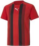 PUMA Unisex Kinder Teamliga Striped Jersey Jr Shirt, Puma Red-puma Black-puma White,