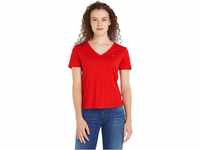 Tommy Jeans Damen T-Shirt Kurzarm TJW Slim Soft V-Ausschnitt, Rot (Deep...