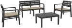Outdoor-Lounge mit 2 Sesseln 1 Sofa 1 Couchtisch mit Kissen, Made in Italy, Farbe