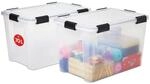Iris Ohyama Luftdichte Kunststoff-Aufbewahrungsboxen mit Deckel, 70L, 2er-Set,