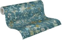 A.S. Cr&eacute;ation Blumentapete Petrol Blau THE BOS 388253 Vliestapete Dschungeltapete