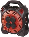 EMOS - Kabeltrommel 15m mit LED-Strahler - 4 Schuko-Steckdosen - wasserdicht,